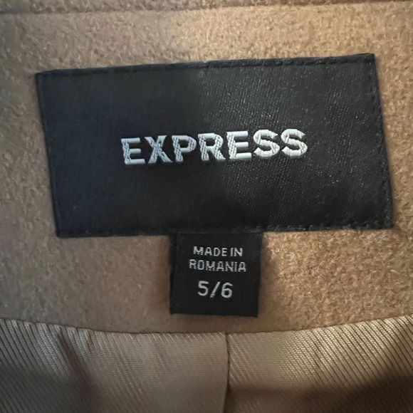 Express Women's Tan Wool-Blend Double-Breasted Pea Coat- Size 5/6 - Picture 5 of 6